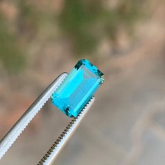 1.60 Carats Natural Blue Emerald Cut Tourmaline Loose Gemstone for Jewellery