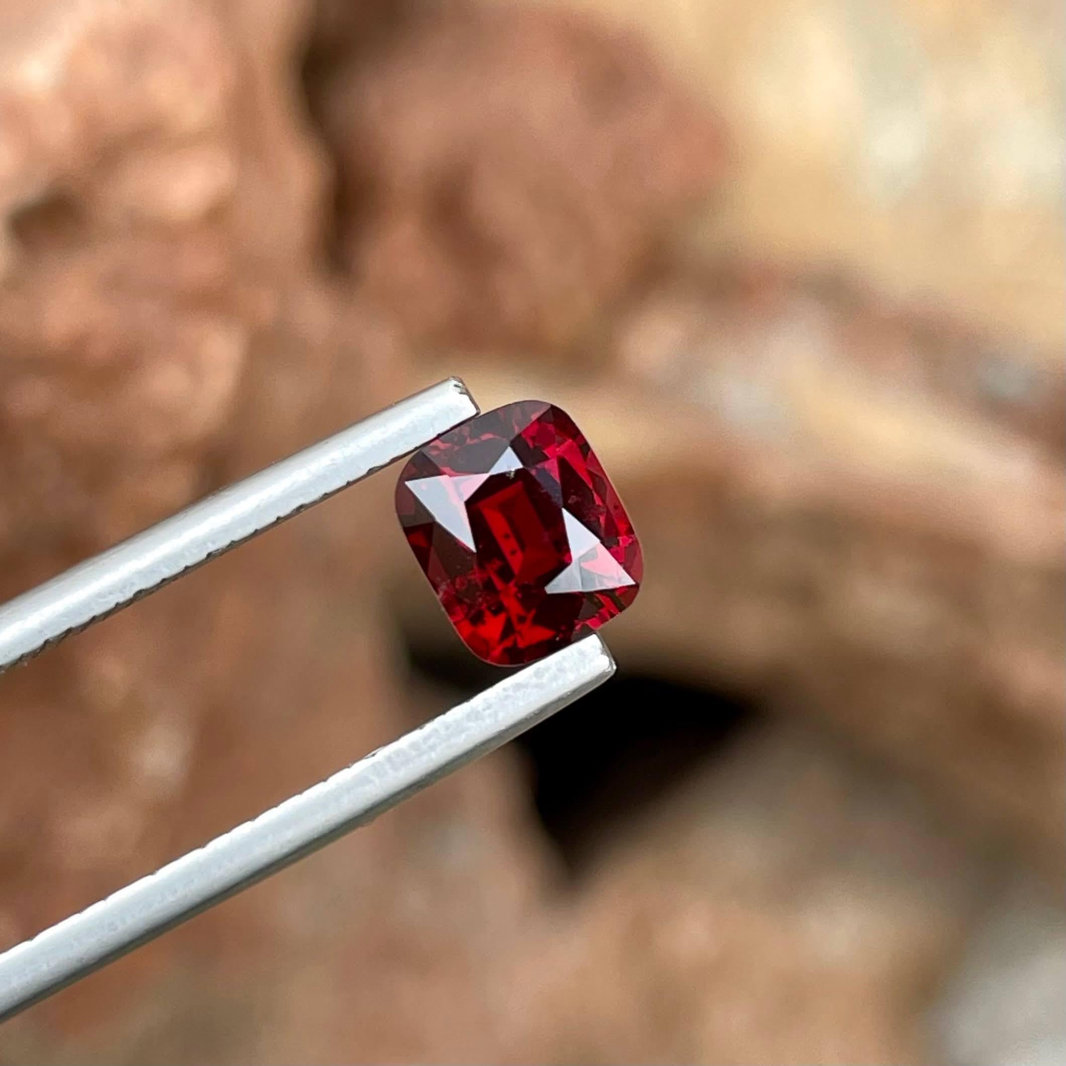 Weight 1.60 carats 
Dimensions 6.95x5.95x4.59 mm
Treatment none 
Origin Burma 
Clarity SI
Shape cushion 
Cut fancy cushion 




Behold the allure of this exquisite 1.60 carats Red Burmese Spinel, a gemstone of unparalleled beauty and rarity.