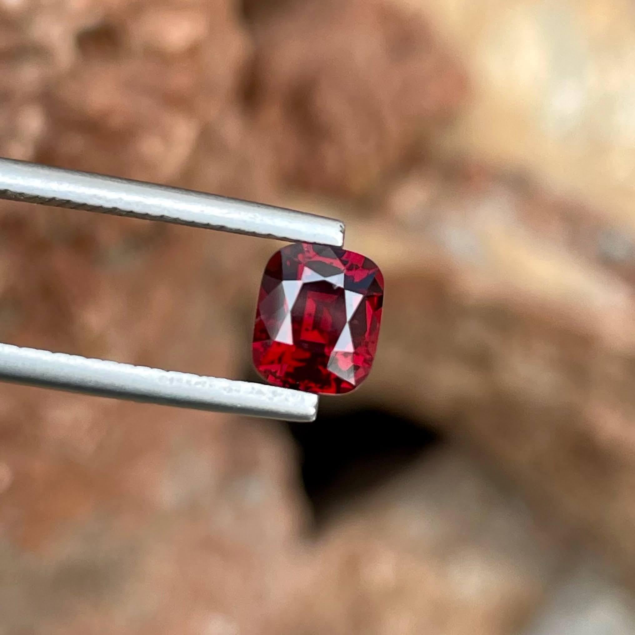 Modern 1.60 Carats Red Burmese Loose Spinel Stone Fancy Cushion Cut Natural Gemstone For Sale