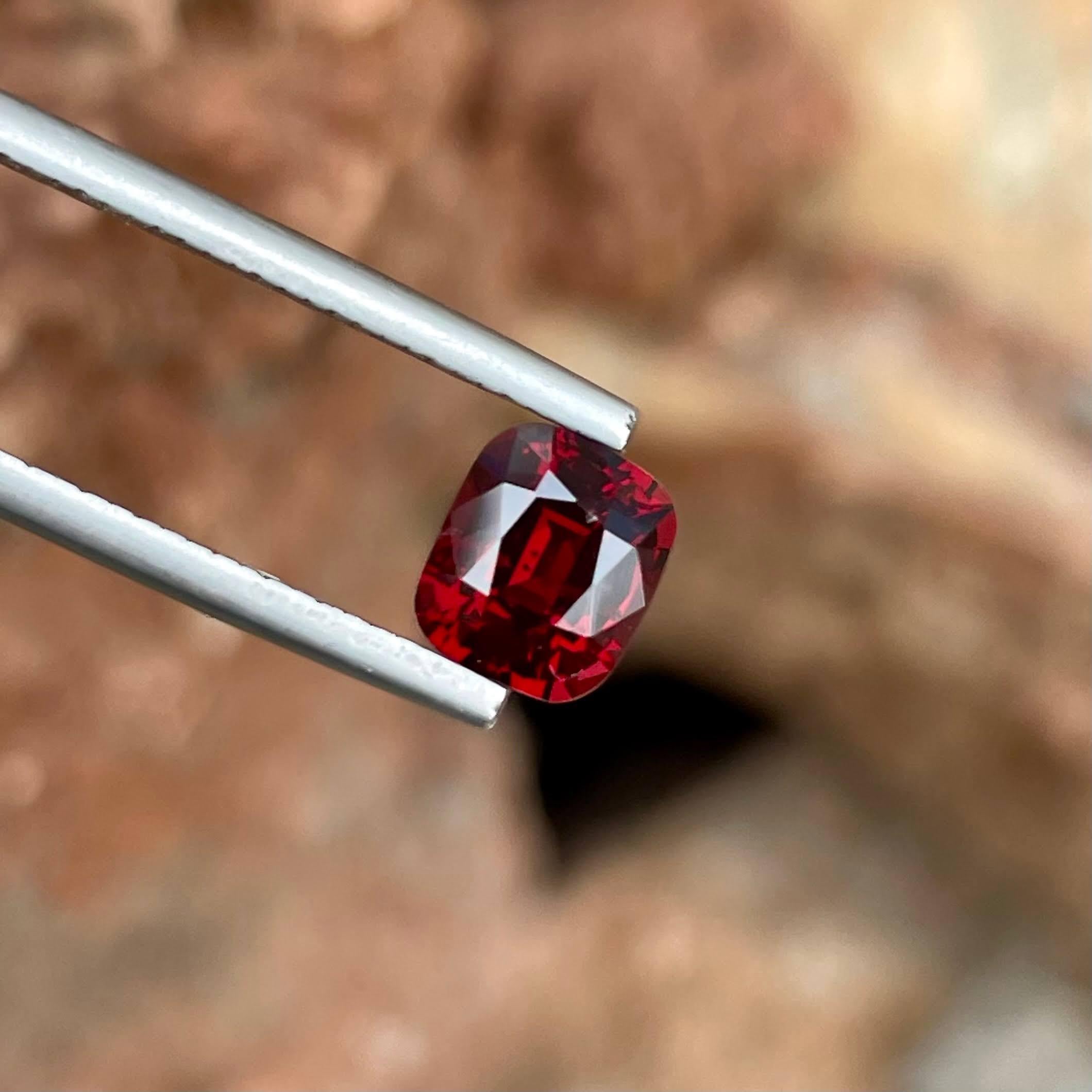 Women's or Men's 1.60 Carats Red Burmese Loose Spinel Stone Fancy Cushion Cut Natural Gemstone For Sale