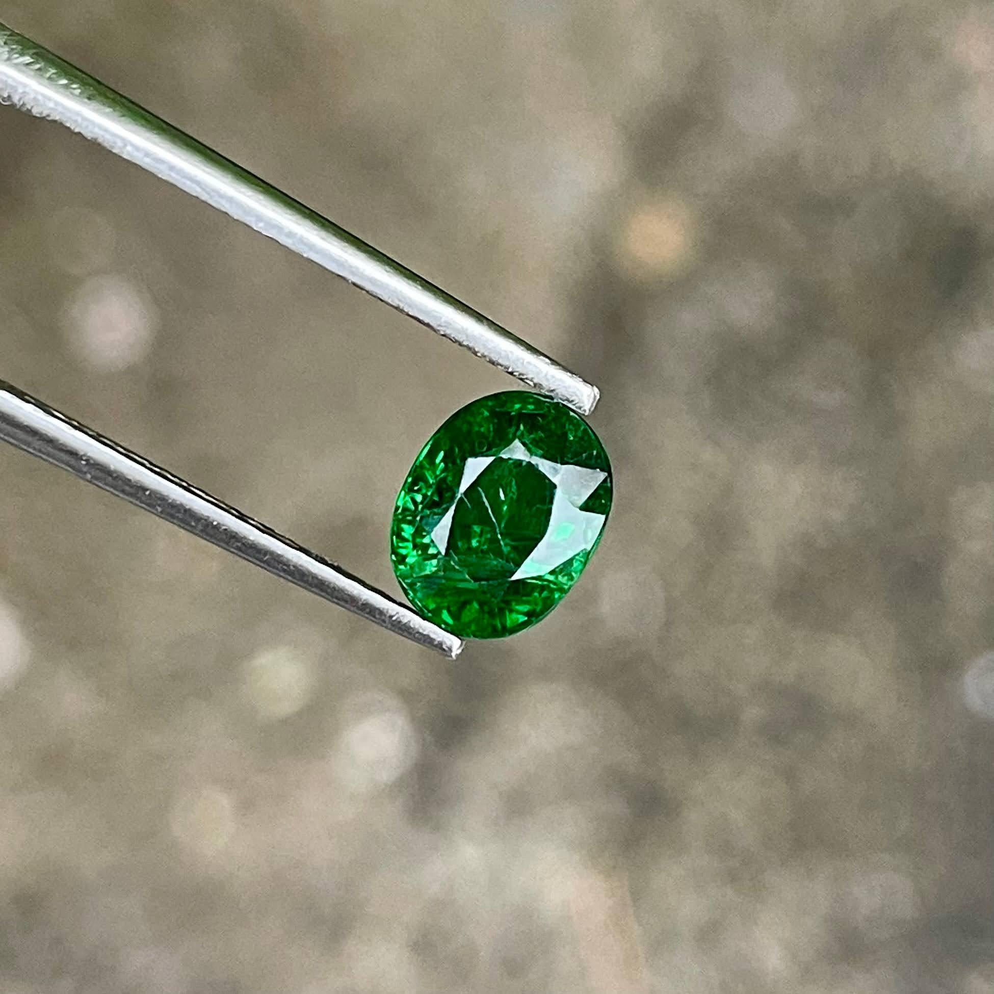 Taglio ovale 1,60 carati di Granato Tsavorite Verde Ricco Pietra Gemma Keniota Taglio Ovale in vendita