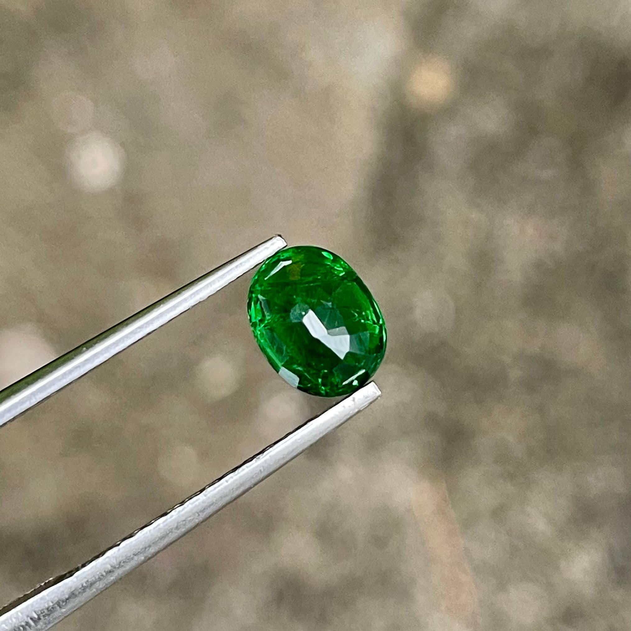 da uomo o donna 1,60 carati di Granato Tsavorite Verde Ricco Pietra Gemma Keniota Taglio Ovale in vendita
