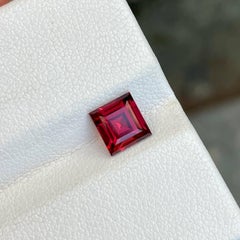 1.60 Carats Soft Red Loose Garnet Stone Square Cut Natural African Gemstone
