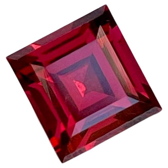 1.60 Carats Soft Red Loose Garnet Stone Square Cut Natural African Gemstone For Sale
