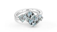 Natural Aquamarine Sterling Silver Ring for Women March Birthstone Ring