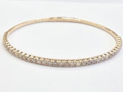 1.60 Ct Natural 14K Yellow Gold Flexible Diamond Bangle