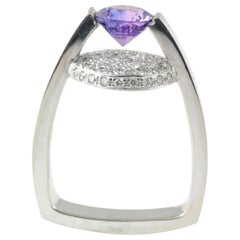 1.60 Ct. Round Purple Sapphire 14KW Cornelis Hollander Custom Ring High Fashion