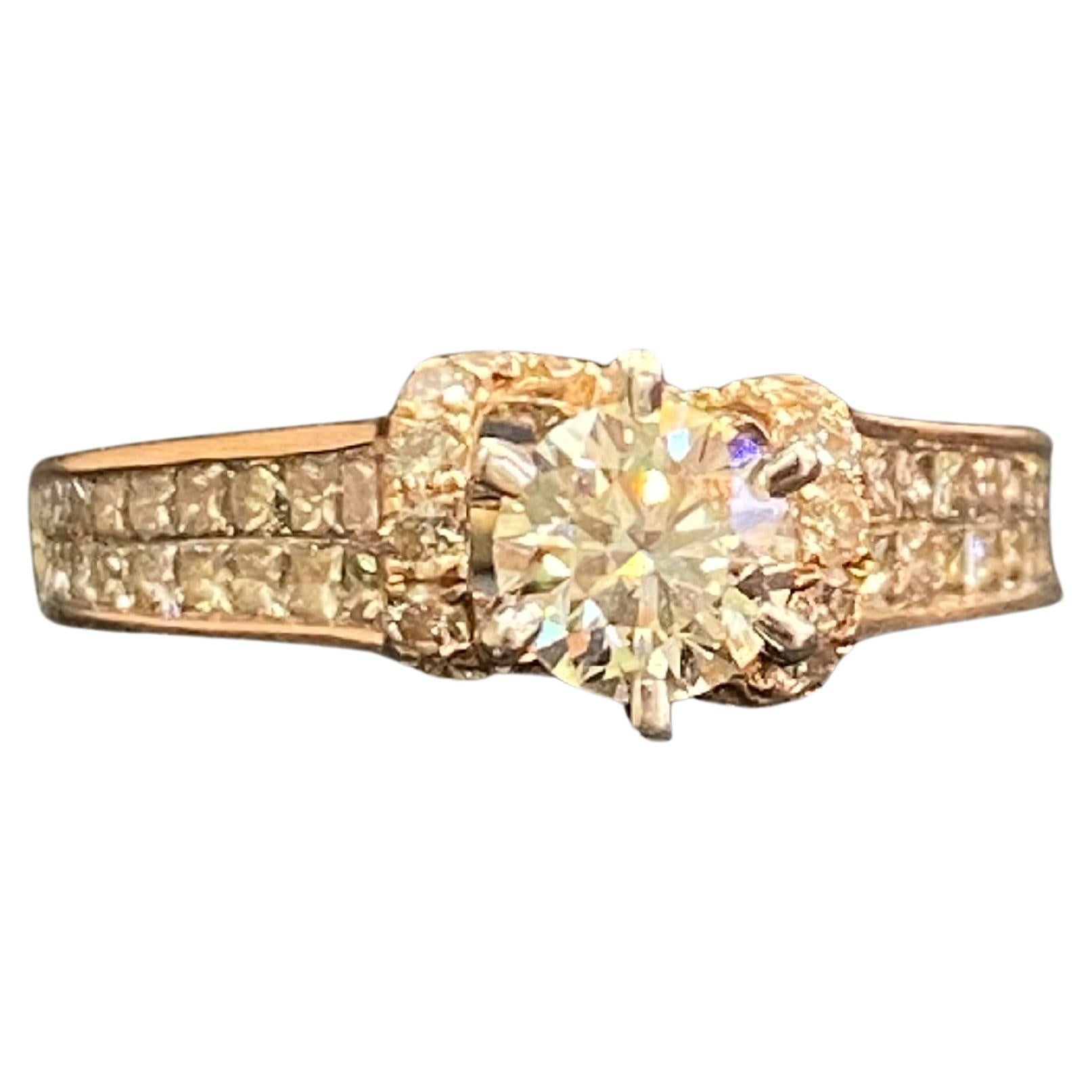 1.60 Cts F/VS1 Round Princess Natural Diamonds Solitaire Ring 14K Rose Gold en vente