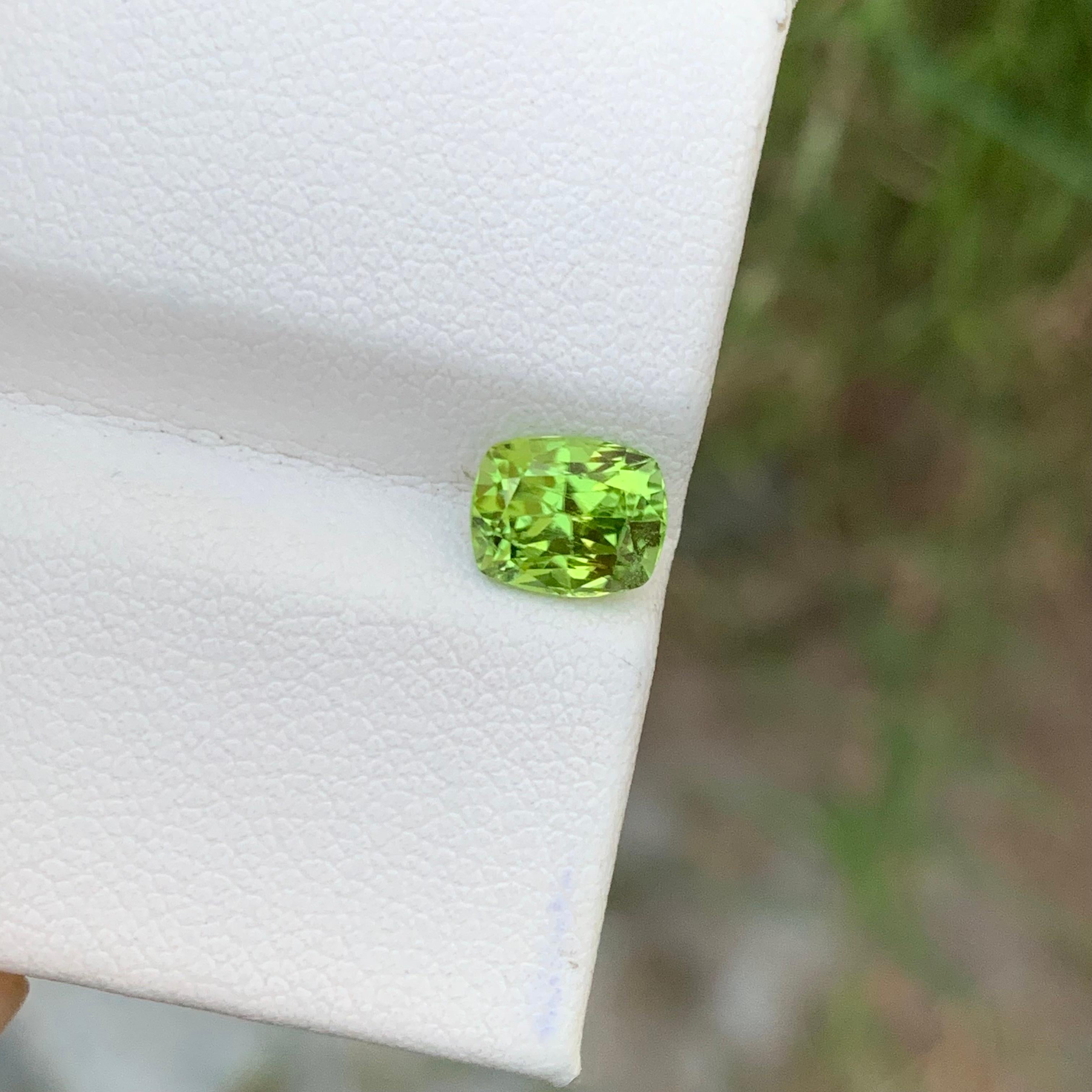 Natural Loose Peridot 
Weight: 1.60 Carats 
Dimension: 7.3x5.9x4.9 Mm
Origin: Supat Valley Pakistan 
Shape: Oval
Color: Green
Treatment: Non
Peridot, a vibrant and dazzling gemstone, is a remarkable member of the olivine mineral family. Renowned for