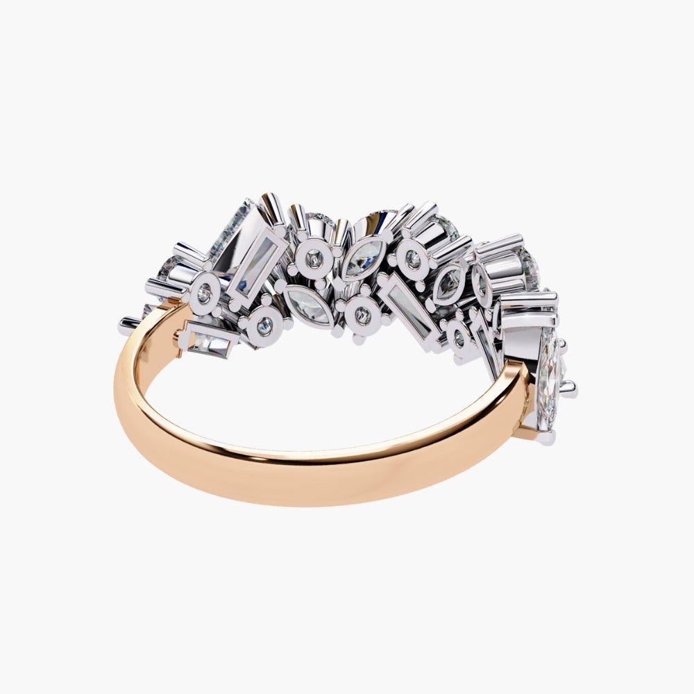 1.60 Ctw Cluster Diamond Ring Half-Eternity Band 14K Gold For Sale 5
