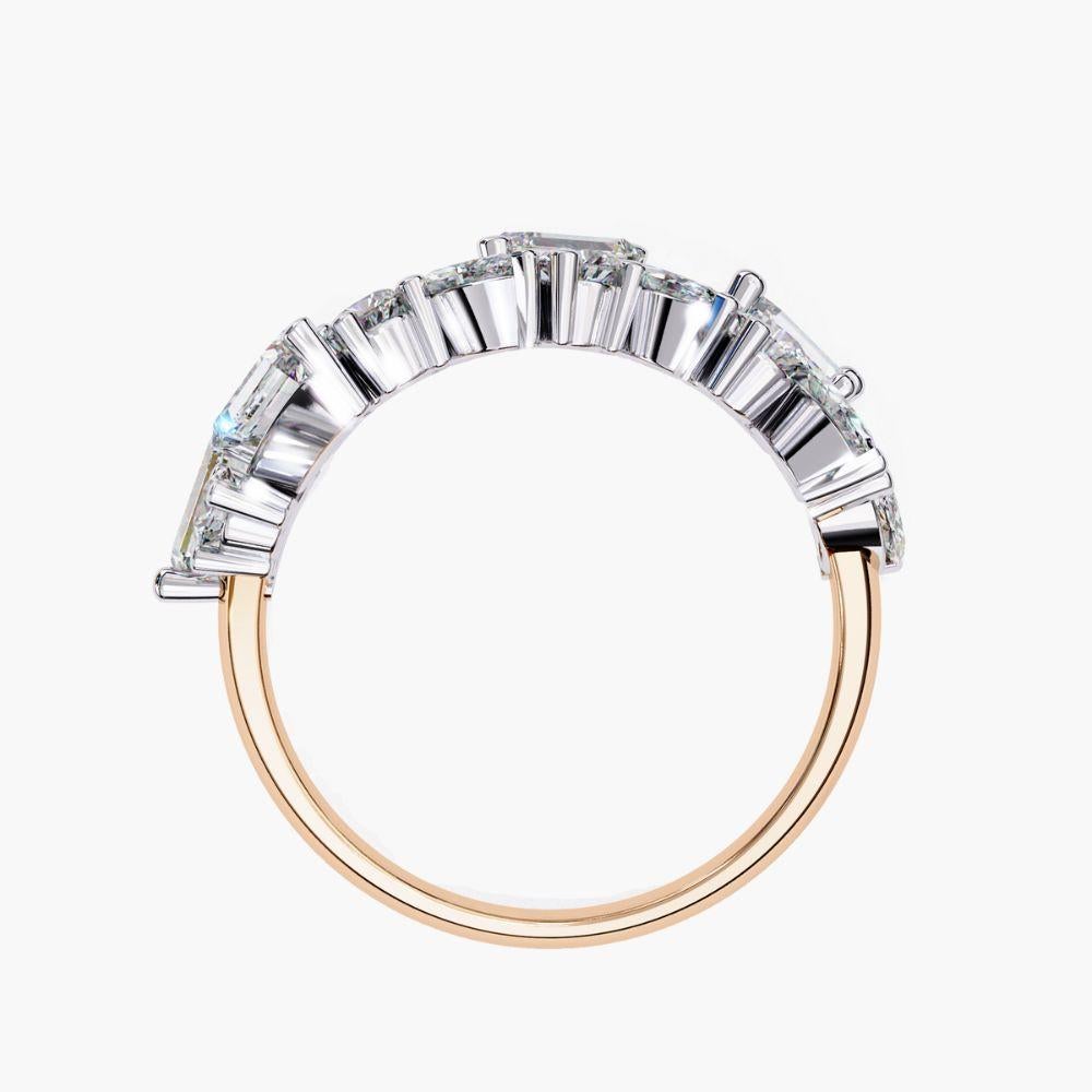 1.60 Ctw Cluster Diamond Ring Half-Eternity Band 14K Gold For Sale 6