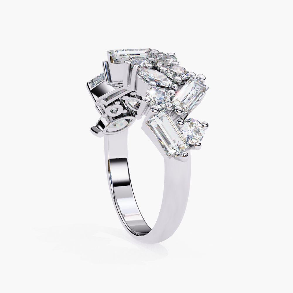 Product Details
Metal Type: 14k Gold
Diamond Type: Natural Diamond
Carat Total Weight (ctw): 1.60 ctw 
Total Number of Stones: 17 pcs
Diamond Cut: Round, Baguette, Marquise
Size of Stones: 5-7pts
Diamond Color: Near Colorless
Diamond Clarity: SI+