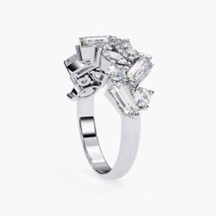 1.60 Ctw Cluster Diamond Ring Half-Eternity Band 14K Gold