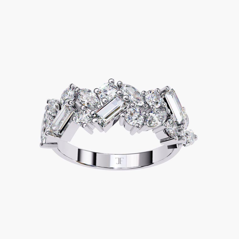 1.60 Ctw Cluster Diamond Ring Half-Eternity Band 14K Gold In New Condition For Sale In New York, NY