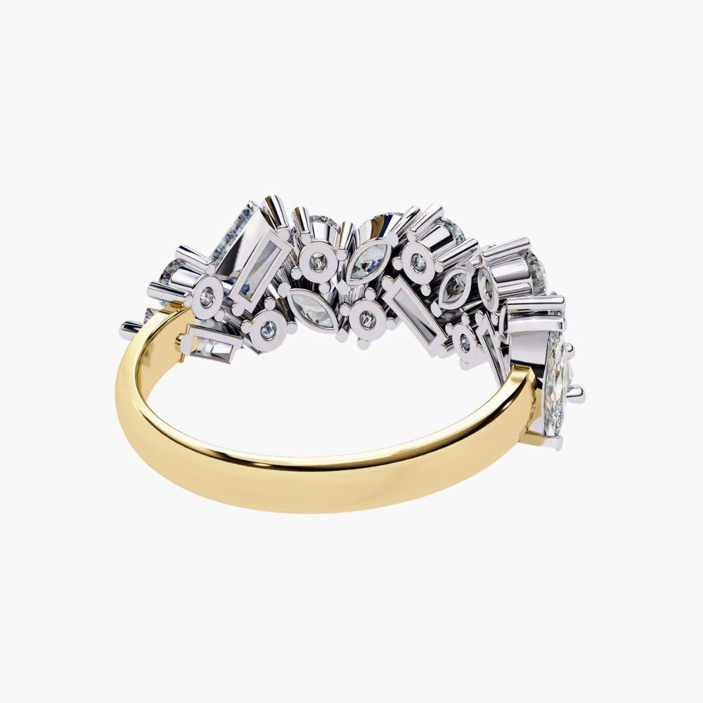 1.60 Ctw Cluster Diamond Ring Half-Eternity Band 14K Gold For Sale 1