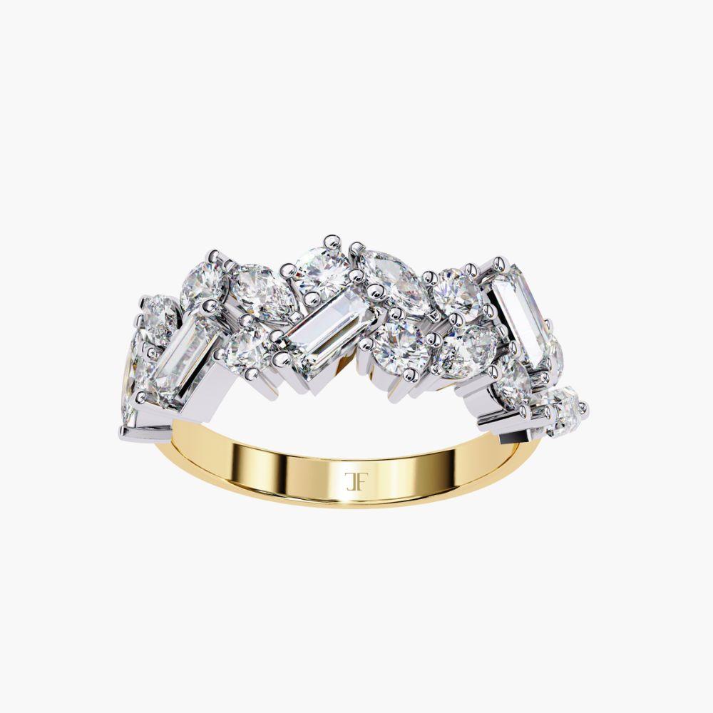 1.60 Ctw Cluster Diamond Ring Half-Eternity Band 14K Gold For Sale 3