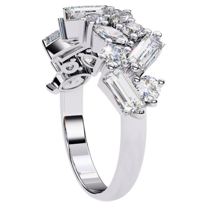 1.60 Ctw Cluster Diamond Ring Half-Eternity Band 14K Gold