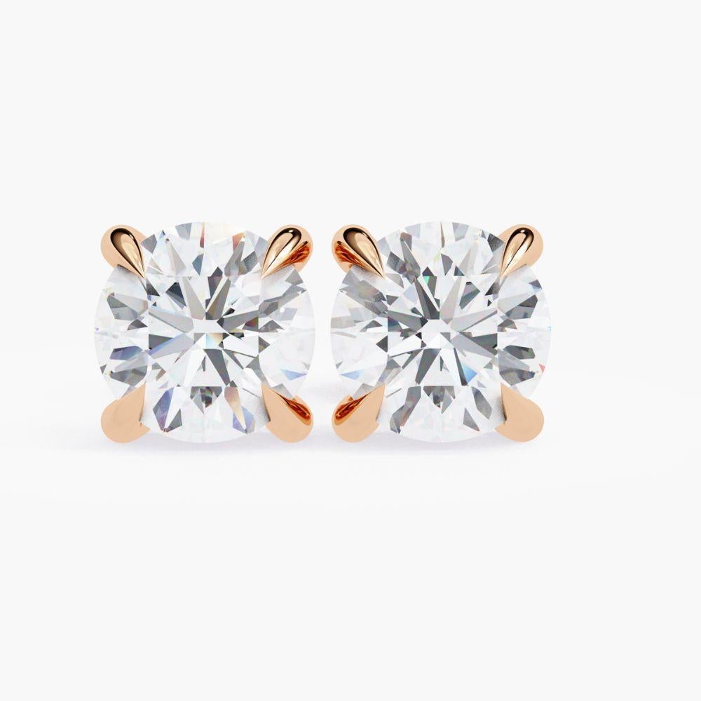 1.60 Ctw Single Solitaire Diamond Earring 14K Gold For Sale 4