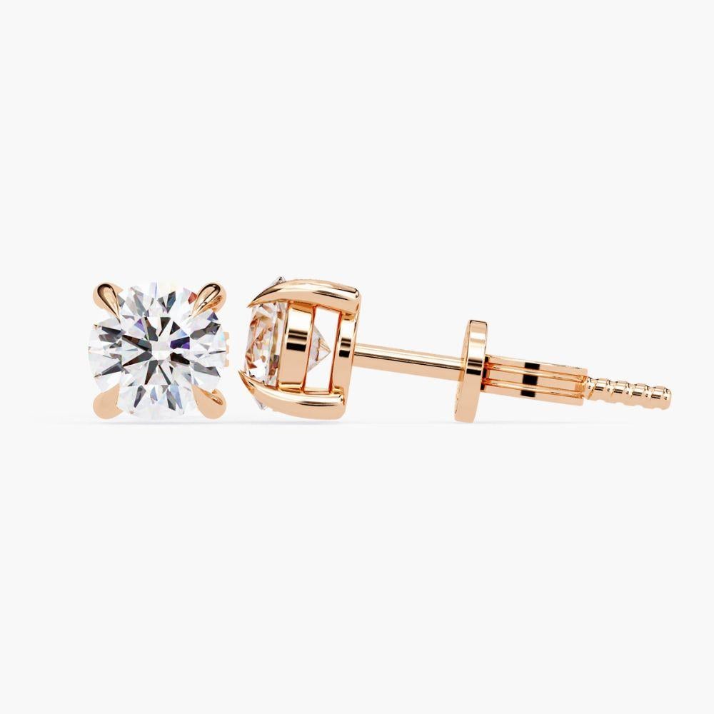 1.60 Ctw Single Solitaire Diamond Earring 14K Gold For Sale 5