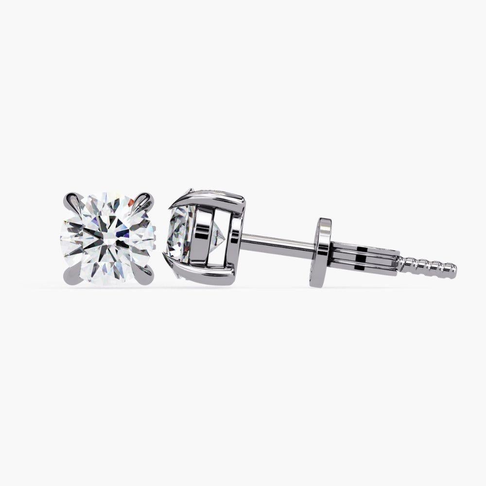 1.60 Ctw Single Solitaire Diamond Earring 14K Gold For Sale 9