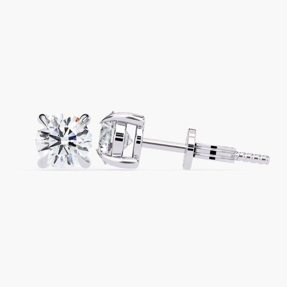 Contemporary 1.60 Ctw Single Solitaire Diamond Earring 14K Gold For Sale