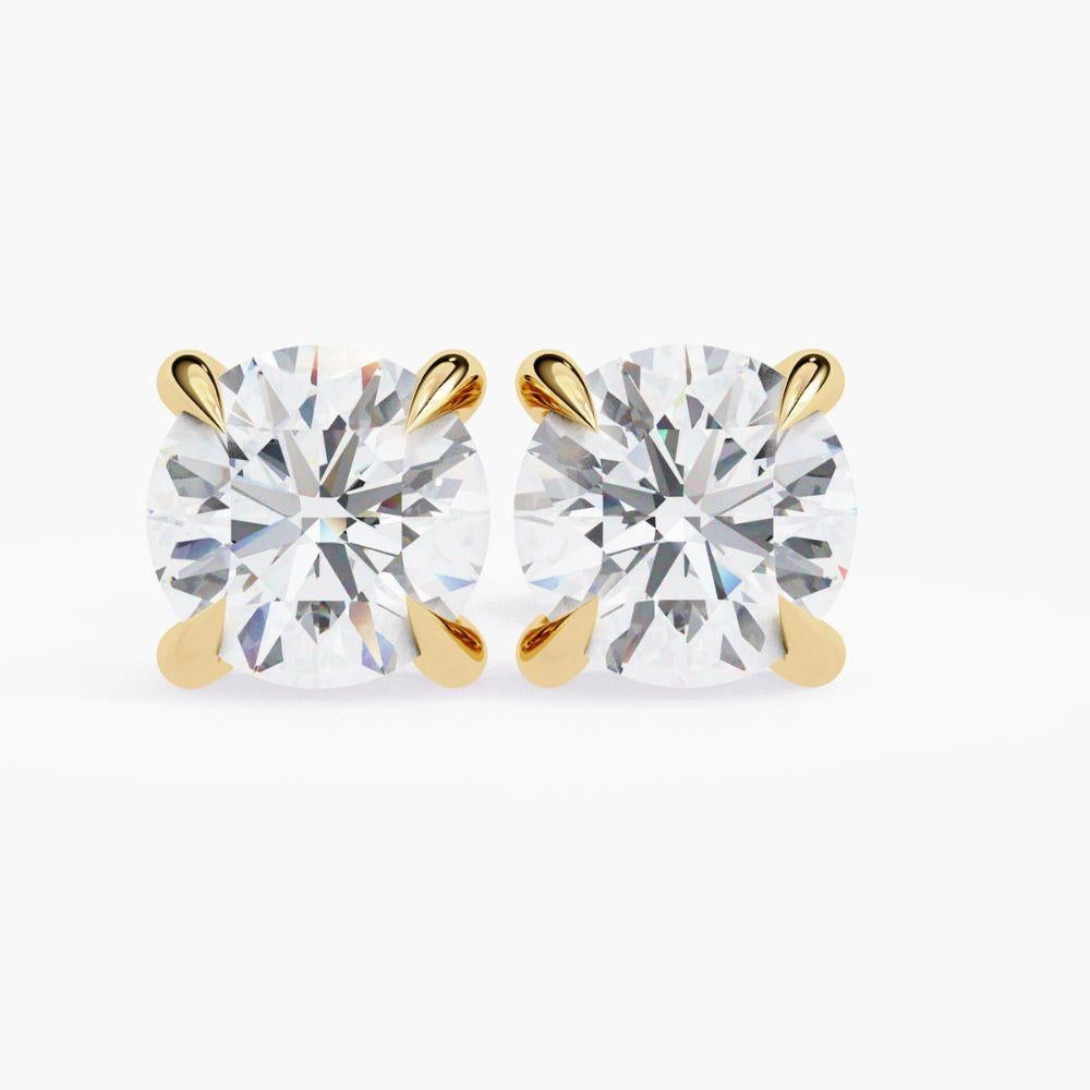 Women's 1.60 Ctw Single Solitaire Diamond Earring 14K Gold For Sale