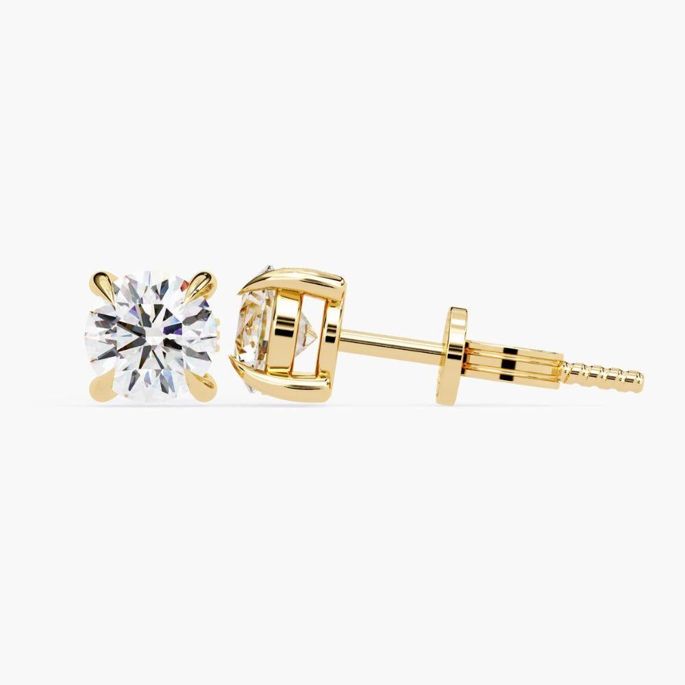 1.60 Ctw Single Solitaire Diamond Earring 14K Gold For Sale 1