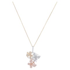 Collana con ciondolo a forma di farfalla con diamante bianco da 1,60 CTW in oro tri-cromatico 14K