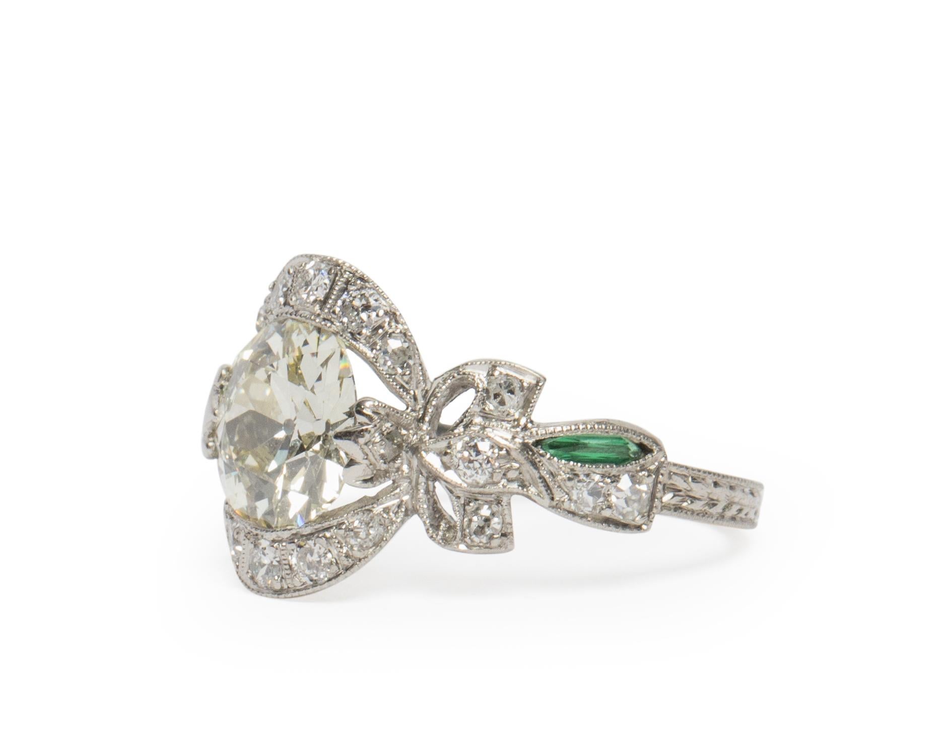 Art Deco 1.60 GIA Certified Carat Diamond Platinum Engagement Ring