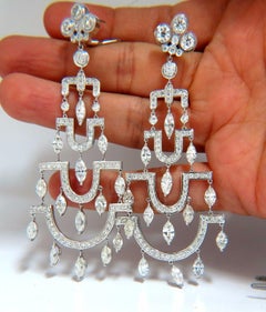 16.00 Carat Natural Diamonds Deco Long Chandelier Dangle Earrings*