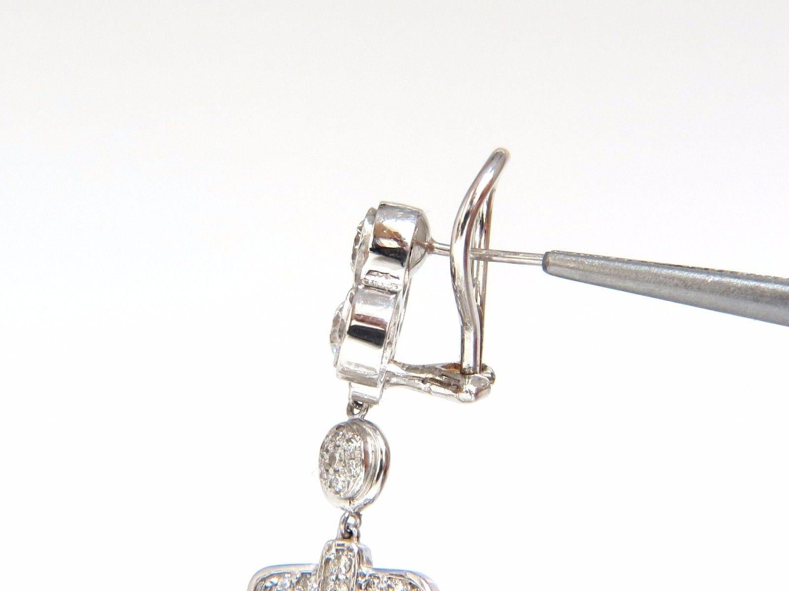 16.00 Carat Natural Diamonds Deco Long Chandelier Dangle Earrings For Sale 1