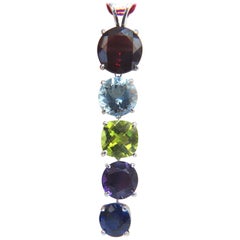 Ciondolo a goccia con granato naturale, acquamarina, peridoto, ametista e cianite da 16,00 carati*
