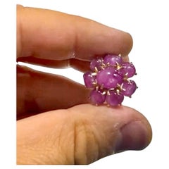 16.00 Carat Natural Untreated Star Ruby Cluster Cocktail Ring 18K