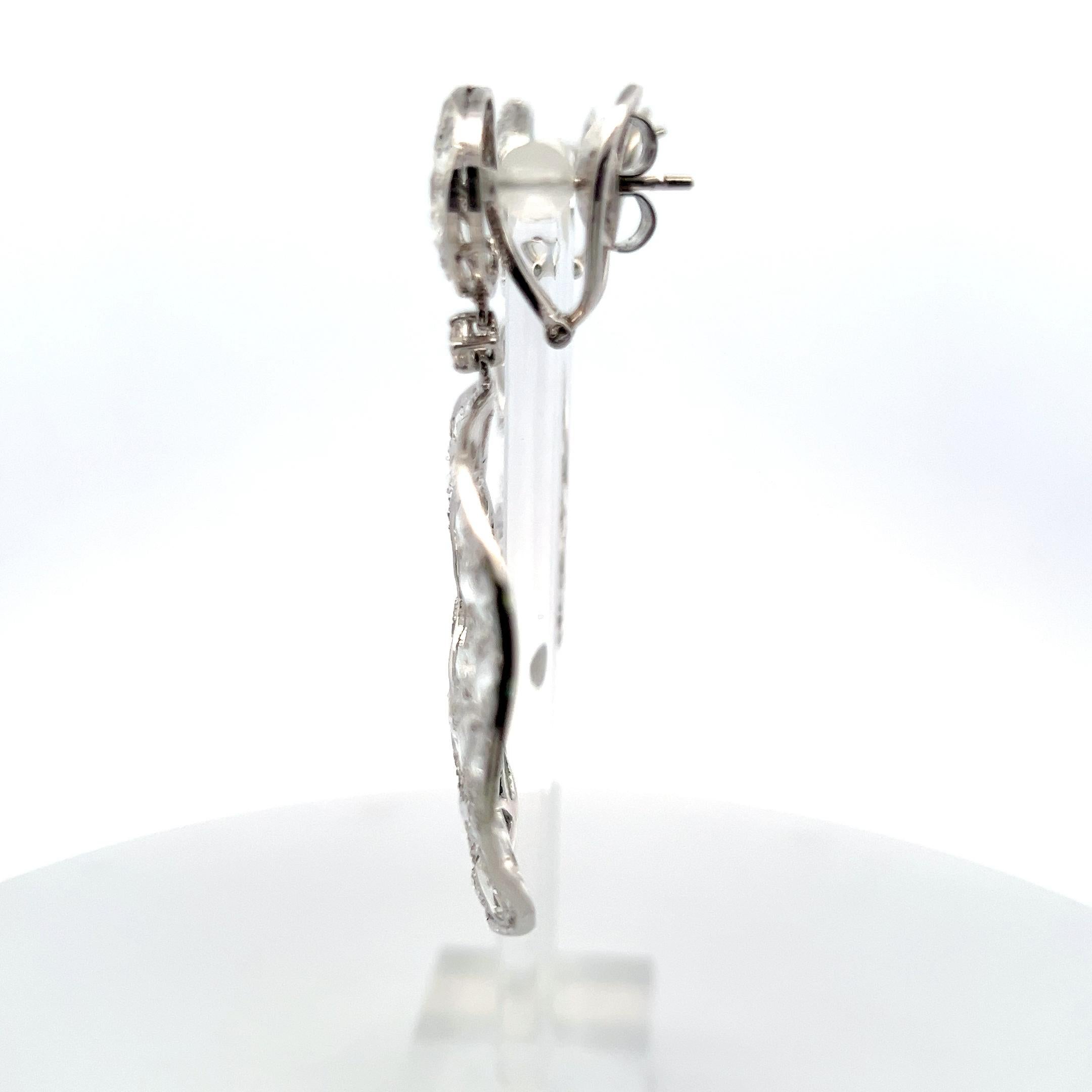 Pendientes araña de oro blanco de 18 quilates con diamantes redondos y talla rosa de 16,00 quilates Contemporáneo en venta