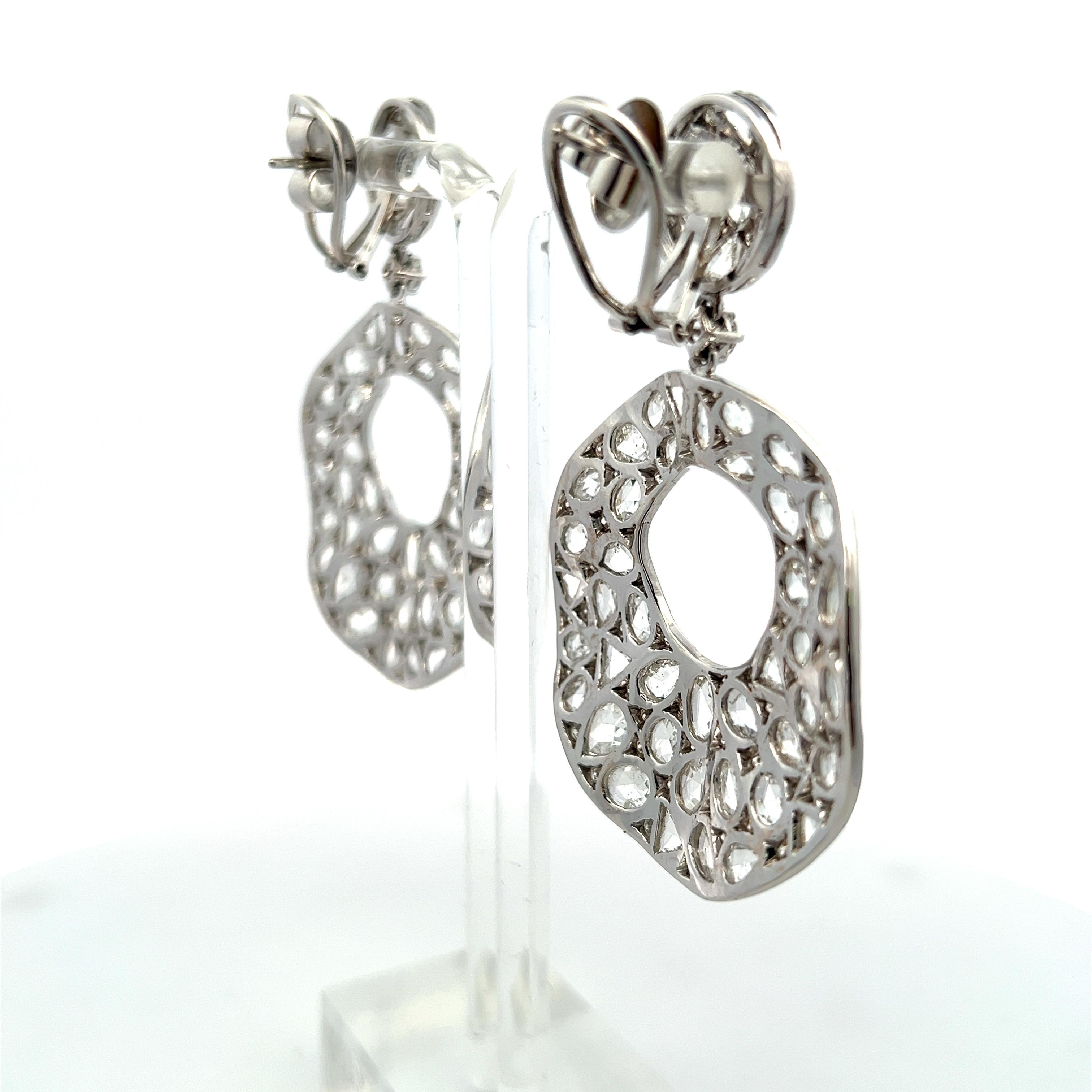 De las mujeres Pendientes araña de oro blanco de 18 quilates con diamantes redondos y talla rosa de 16,00 quilates en venta