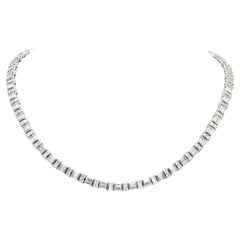16.00 Carat Round and Baguette Cut Diamond Line Necklace