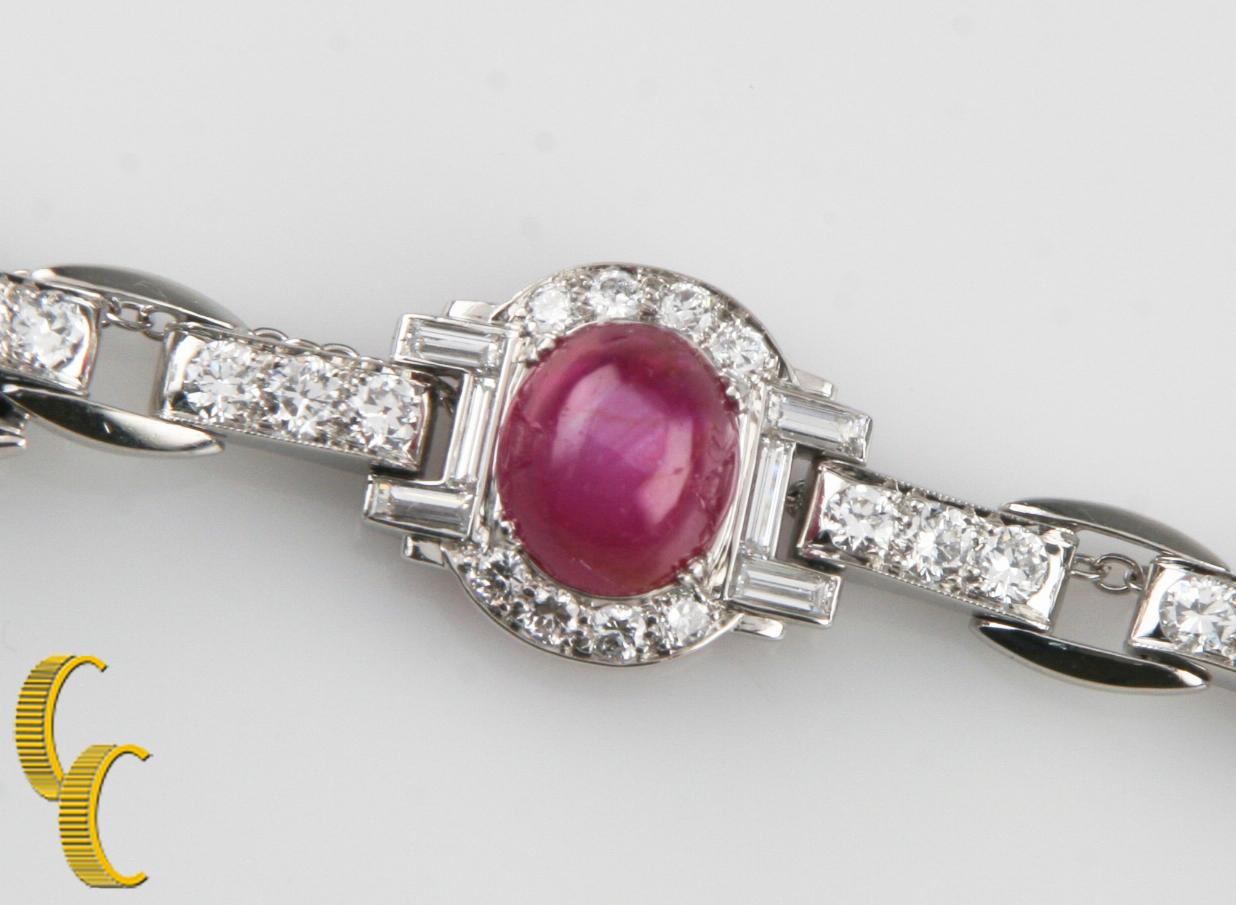 Taille cabochon Bracelet étoilé en or blanc 18 carats avec rubis et diamants de 16,00 carats en vente