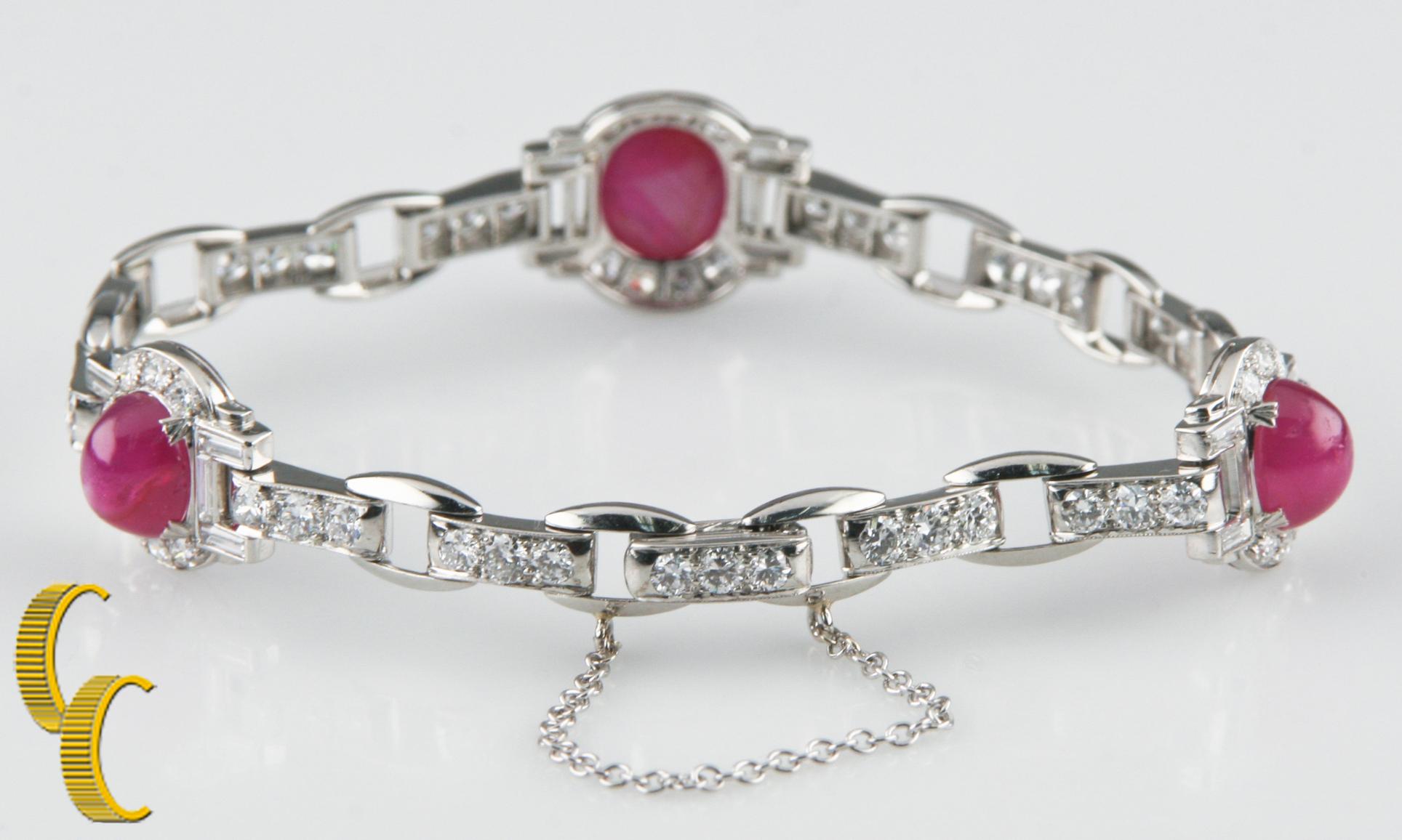 Bracelet étoilé en or blanc 18 carats avec rubis et diamants de 16,00 carats Excellent état - En vente à Sherman Oaks, CA