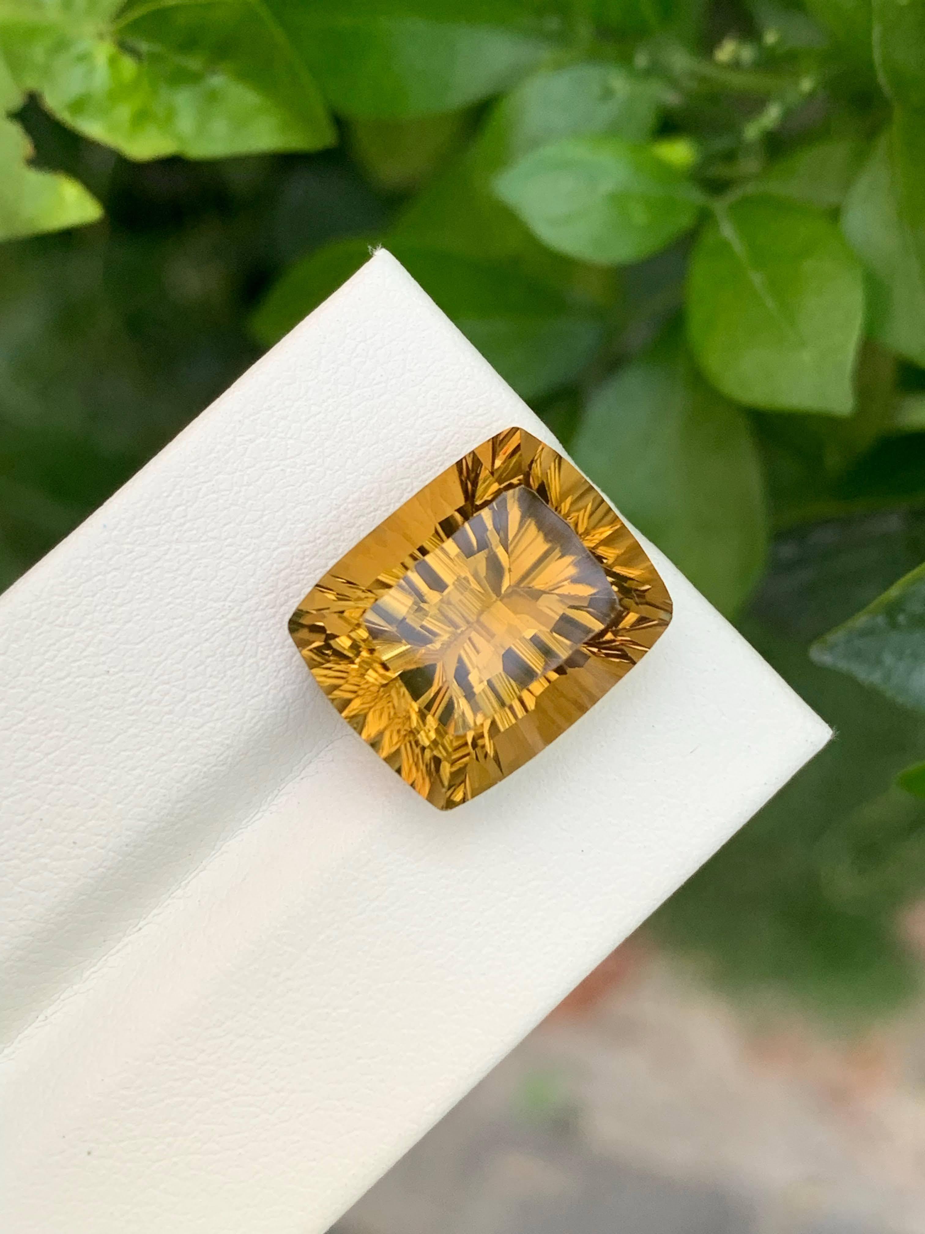 16,00 Carati Splendidamente sfaccettato Citrino d'oro Fancy Cushion Cut Africa Gemstone in vendita 4