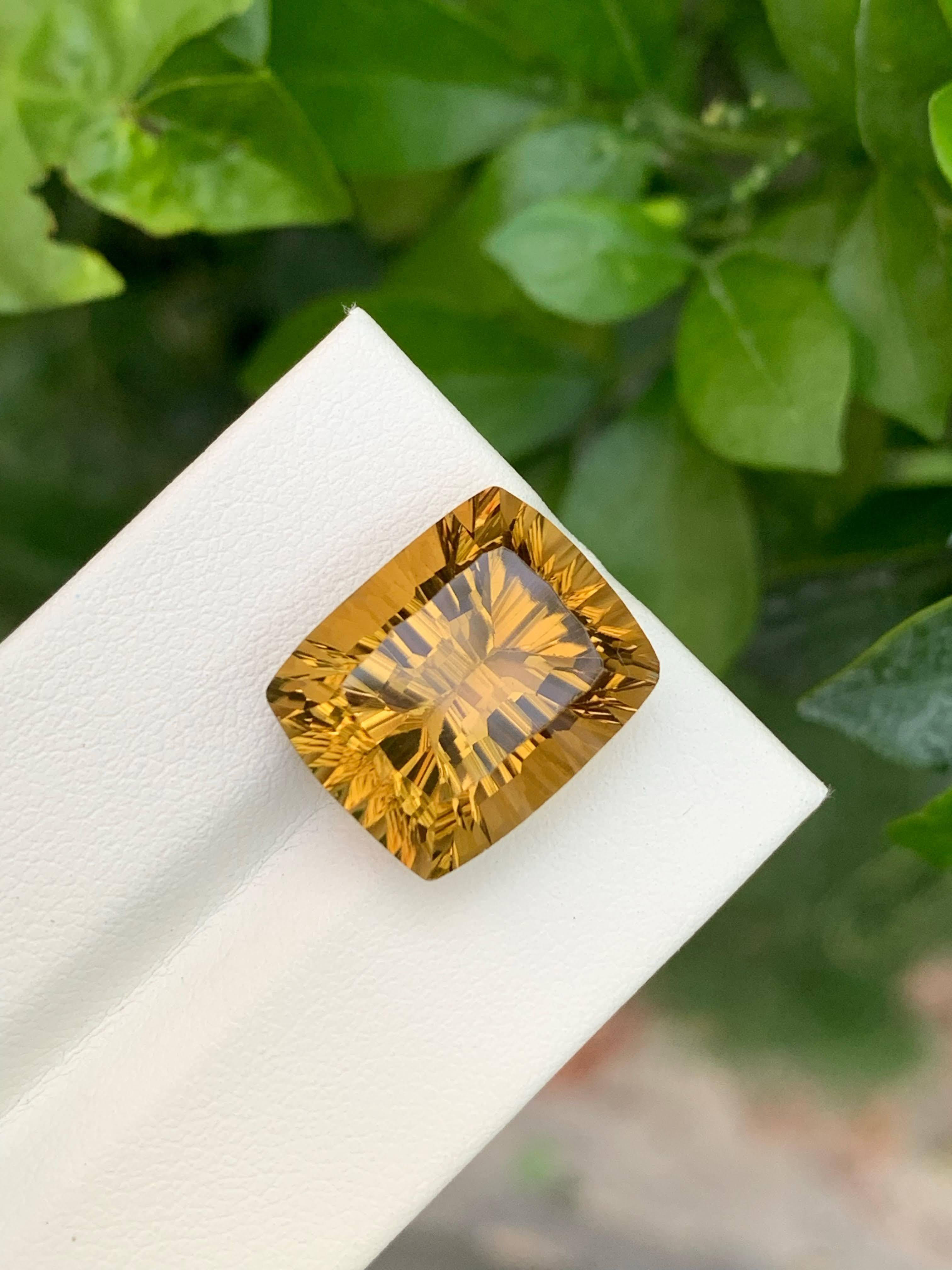 16,00 Carati Splendidamente sfaccettato Citrino d'oro Fancy Cushion Cut Africa Gemstone in vendita 5