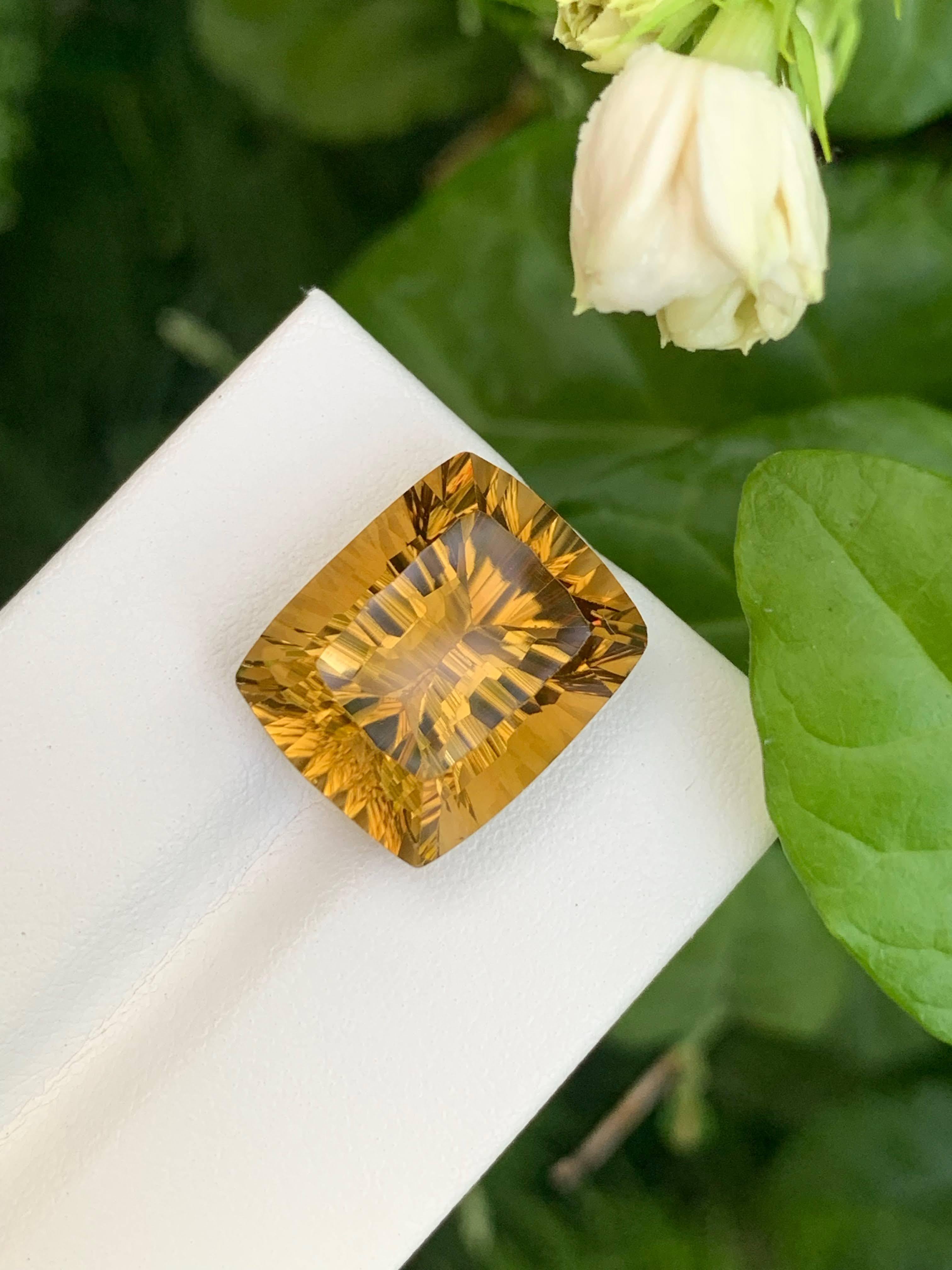 16,00 Carati Splendidamente sfaccettato Citrino d'oro Fancy Cushion Cut Africa Gemstone In condizioni Nuovo in vendita a Bangkok, TH