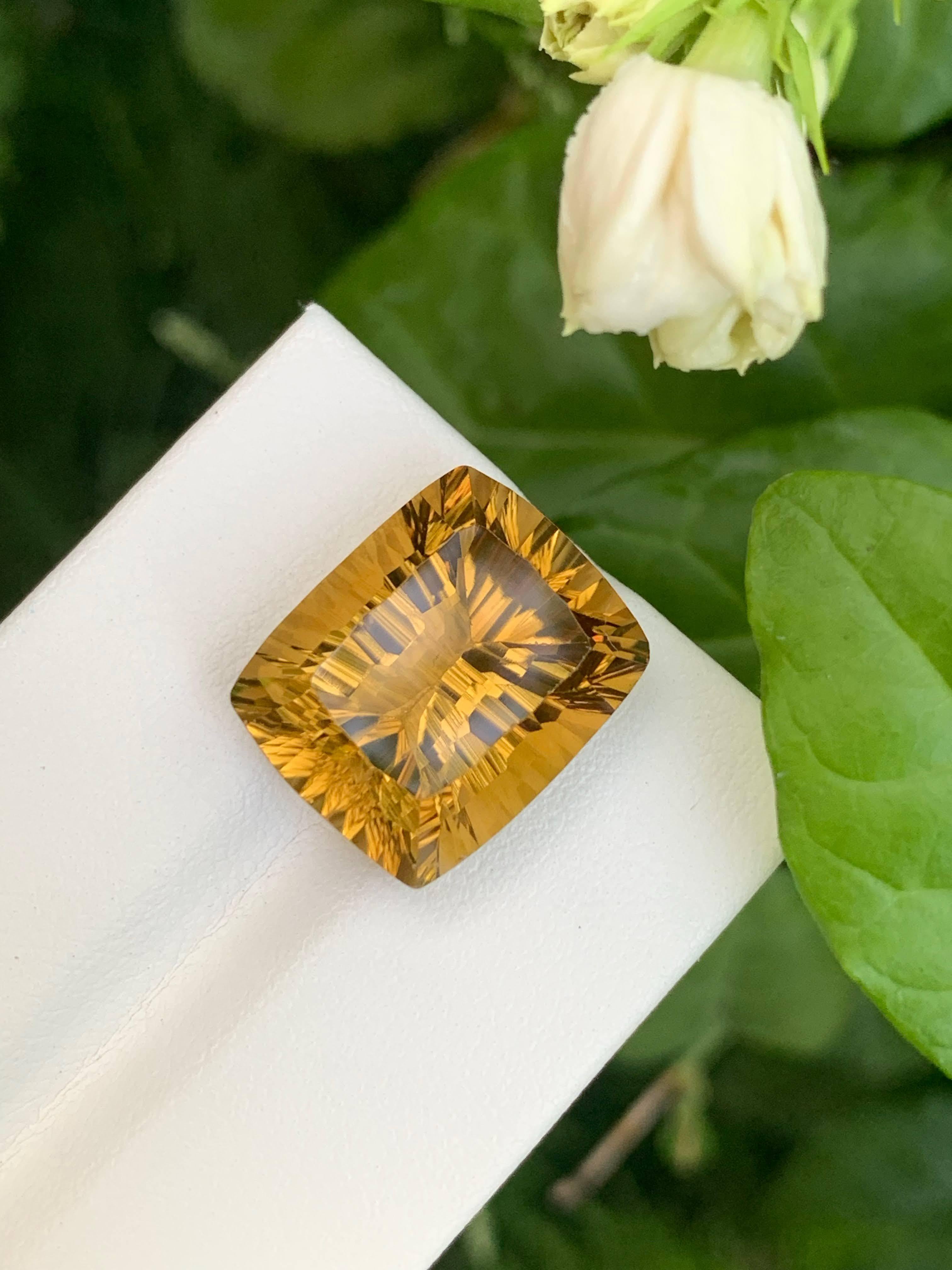 da uomo o donna 16,00 Carati Splendidamente sfaccettato Citrino d'oro Fancy Cushion Cut Africa Gemstone in vendita