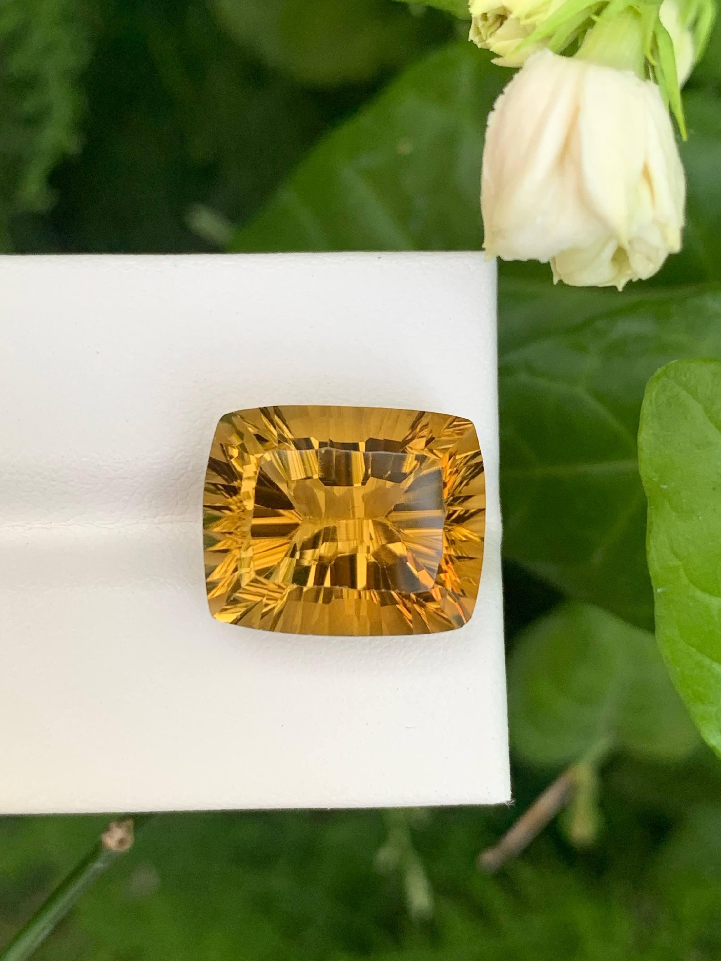 16,00 Carati Splendidamente sfaccettato Citrino d'oro Fancy Cushion Cut Africa Gemstone in vendita 1