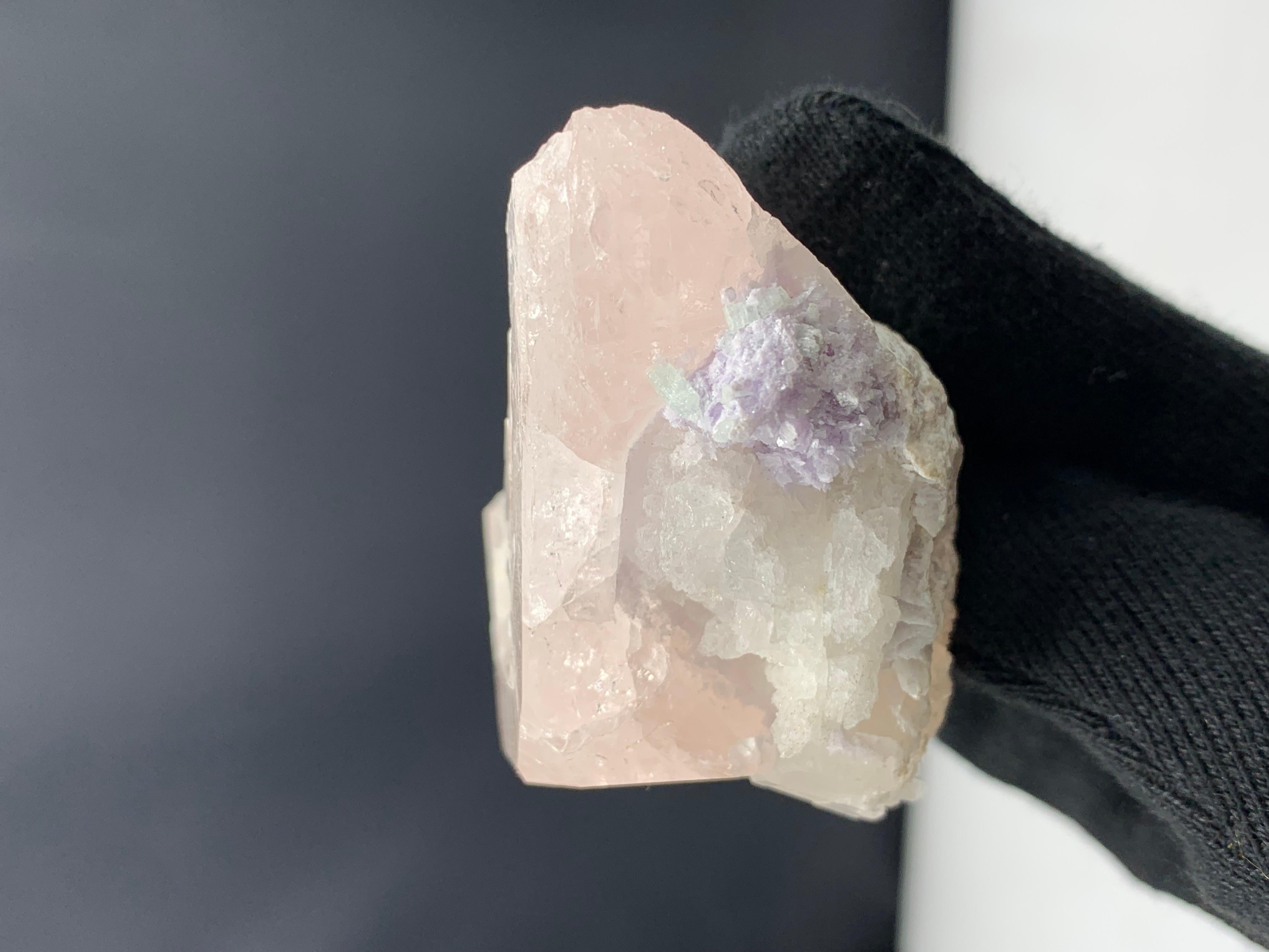 Afghan 160.04 Gram Gorgeous Morganite Specimen Attached With Albite And Fluorite  For Sale