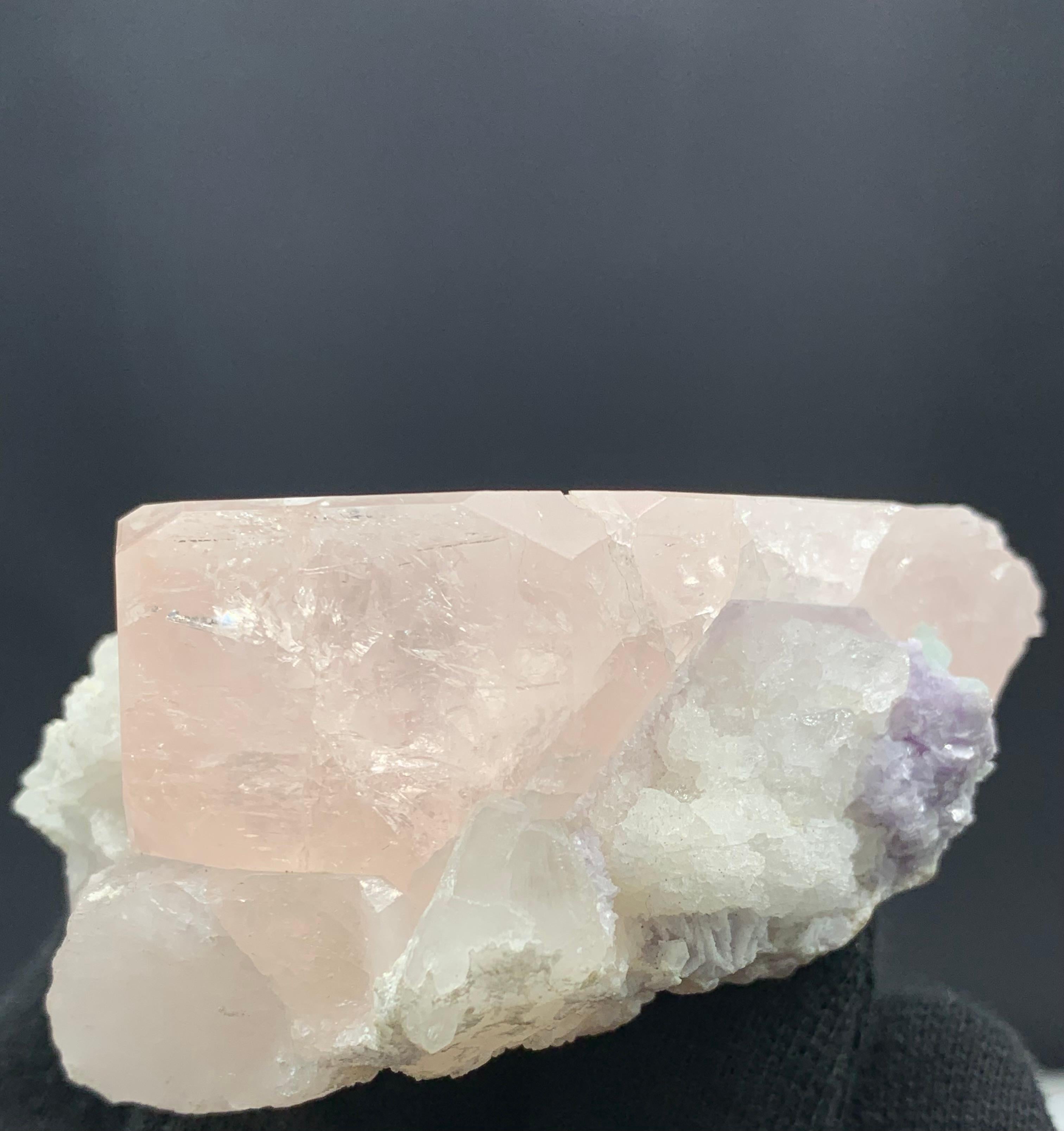 18th Century and Earlier 160.04 Gram Gorgeous Morganite Specimen Attached With Albite And Fluorite  For Sale