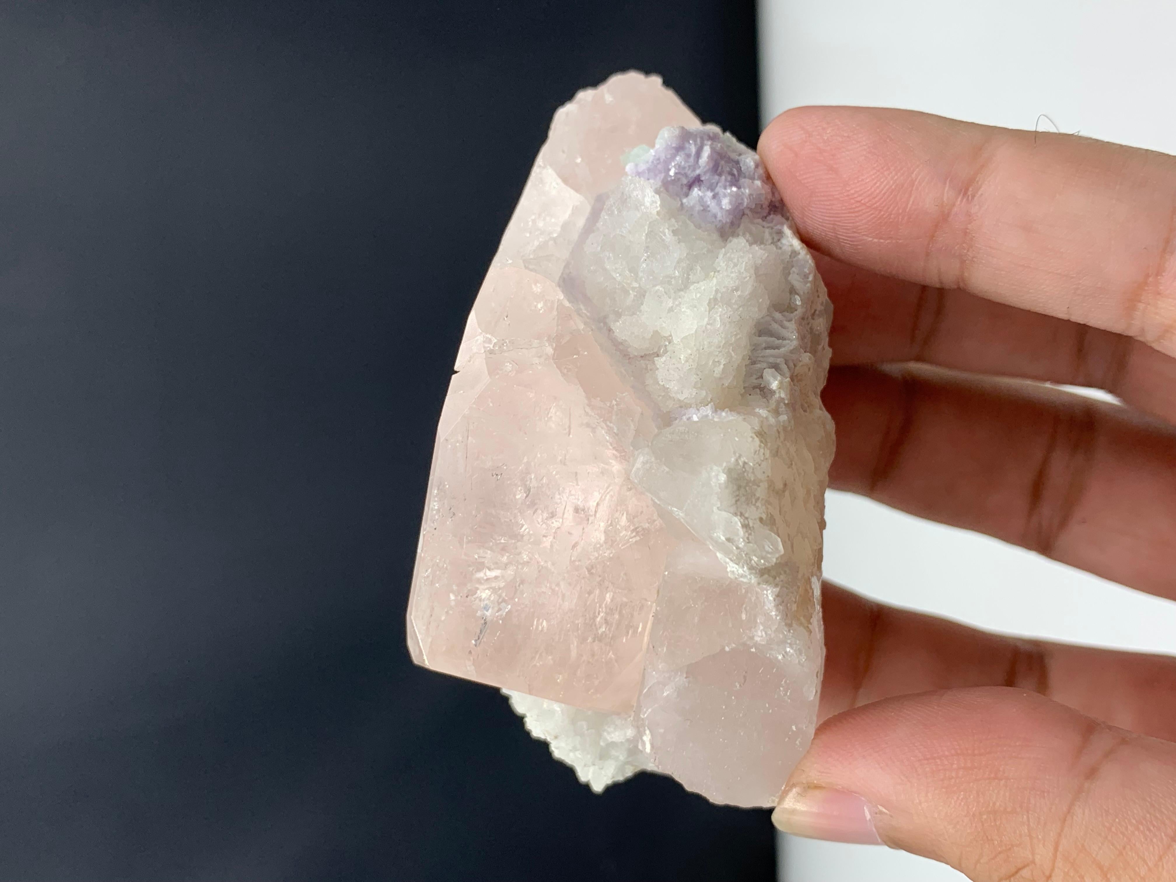 160.04 Gram Gorgeous Morganite Specimen Attached With Albite And Fluorite  For Sale 1