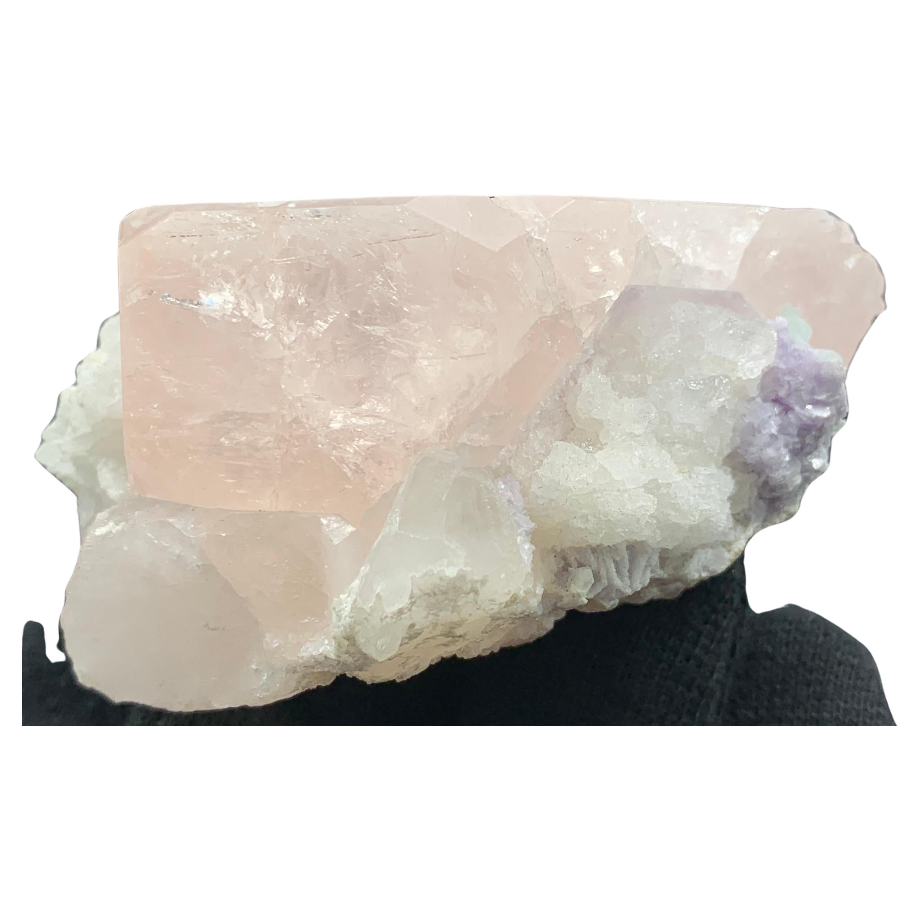 160.04 Gram Gorgeous Morganite Specimen Attached With Albite And Fluorite  For Sale