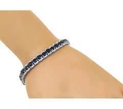 16.00ct Sapphire 5.00ct Diamond 18k White Gold Bracelet