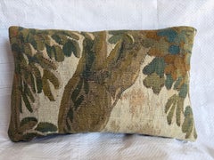 1600s. Antique Brussels Verdure Tapestry Pillow