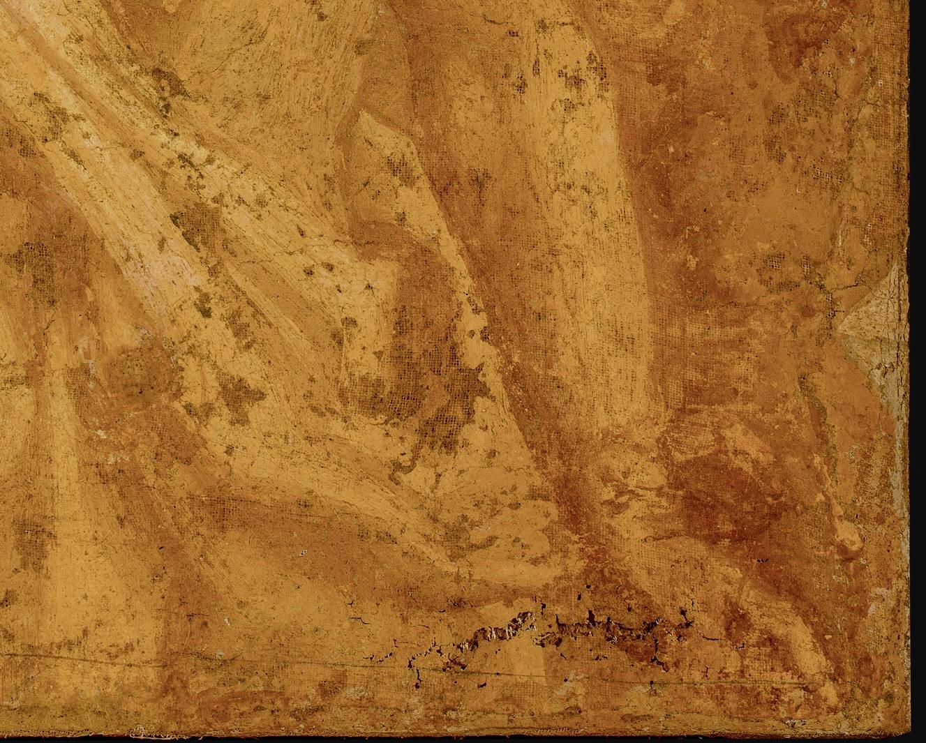 1600er Guercino Anhänger italienische religiöse Malerei im Zustand „Relativ gut“ im Angebot in Roma, IT